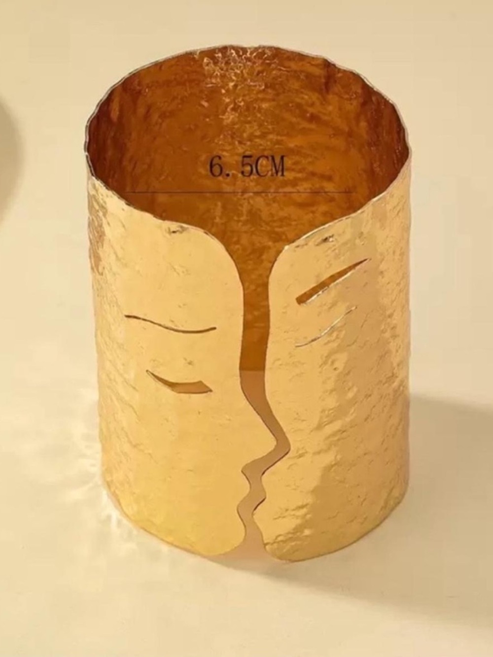Golden Muse Face Cuff Bracelet – Abstract Art Statement - Picture 3 of 4